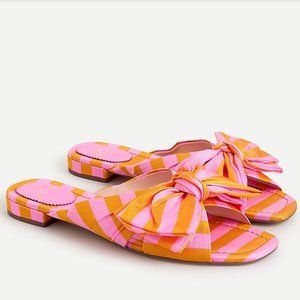 EUC J.Crew Abbie Stripe Bow Slide in Bubblegum/Marigold, Size 9
